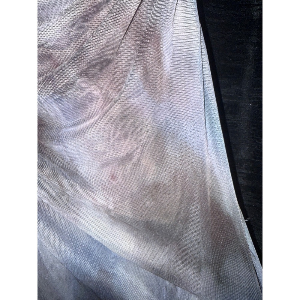 RSQ Small Mesh Ruched Maxi Skirt Purple Gray Tie Dye Bodycon Stretch - Picture 3 of 6